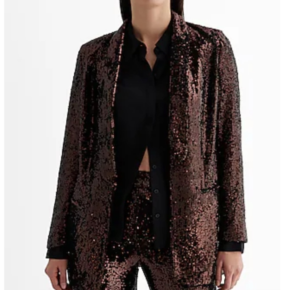 NWT Express Sequin Open Front Boyfriend Blazer - Sz S